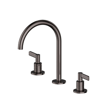 Newform Blink Chic Luxury Смеситель для раковины, 3 отв., цвет: PVD gun metal