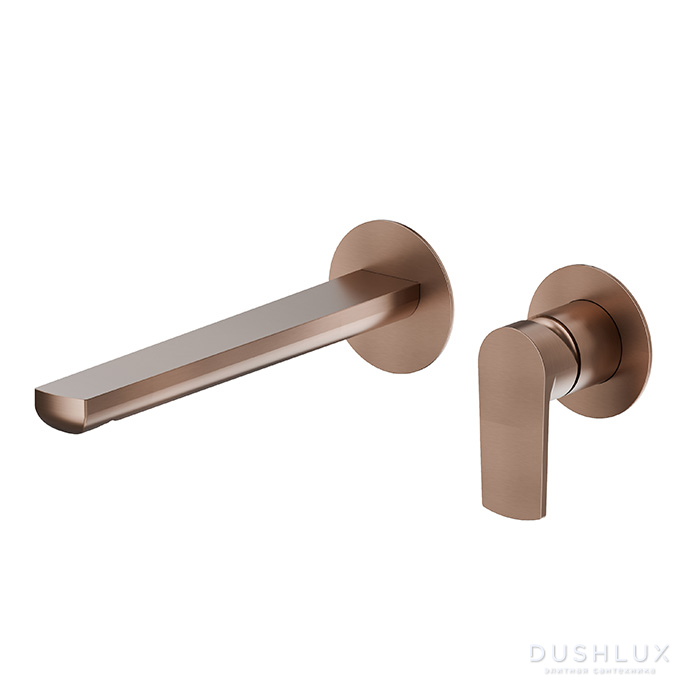 Фото Newform Haka Смеситель для раковины, встраиваемый, без донного клапана, цвет: PVD brushed copper bronze