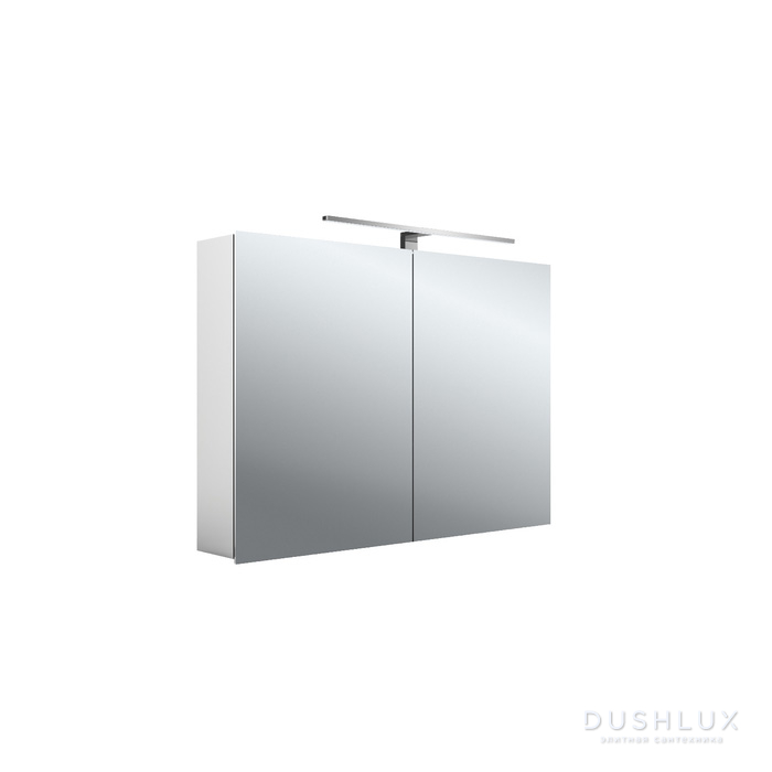 Фото Emco Asis mee Зеркальный шкаф 100х15.3х70см., навесной, 2 дверки, 2 стекл.полки LED-подсветка, розетка, подвесной, цвет: алюминий