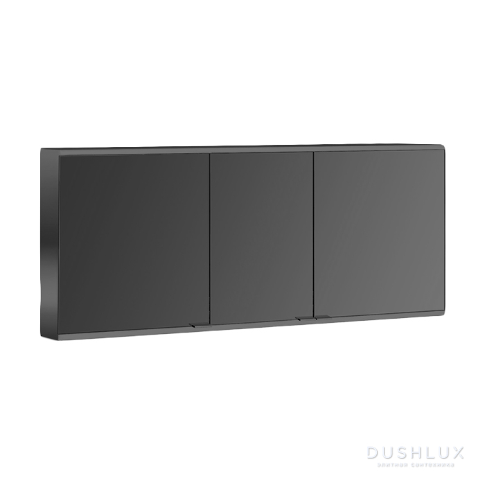 Фото EMCO Prime2 Зеркальный шкаф 160x70см., с подсветкой, навесной, 3 двери, 4 полки, розетка, цвет: черный