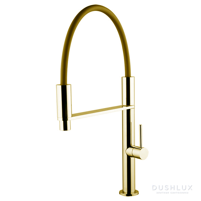 Фото Fima Carlo Frattini Kitchen Смеситель для кухни, на 1 отв., Flexi, с выдвижной лейкой, цвет: золото