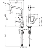 Hansgrohe Metris Смеситель для кухни на 1 отв, поворотный и выдвижной излив 2jet, цвет хром