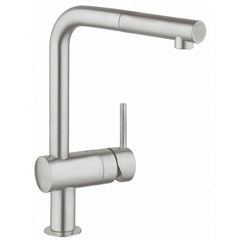 Grohe Minta Смеситель для раковины, на 1 отв, с выдвижным изливом, цвет: нержавеющая сталь
