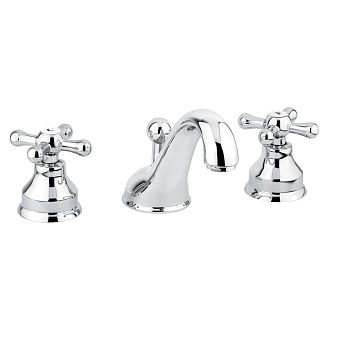 Emmevi Deco Classic Смеситель с донным клапаном для раковины на 3 отверстия, цвет: хром-золото