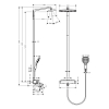 Hansgrohe Raindance E Душевая система Showerpipe: верх.душ 360 2jet, ручн.душ, шланг, термостат для ванны с полочкой, излив 198мм, цвет: хром