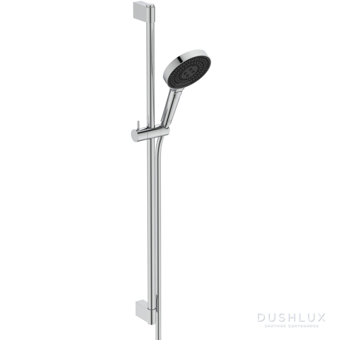 Фото Ideal Standard Solos Душевой гарнитур со штангой 90cм., Металлическая штанга и держатель ручного, 3-функциональный (Rain, Silkrain, Active) ручной душ, шланг 175см, цвет: хром