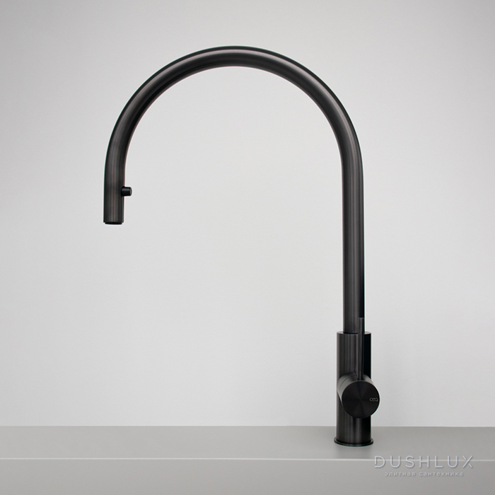 Фото CEA Design MILO360 Смеситель для кухни, 1 отв., с вытяжным ручным душем и поворотным изливом, цвет: PVD чёрный сатинированный