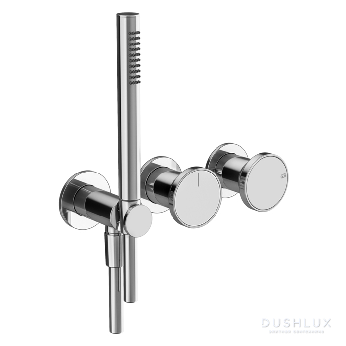 Фото Gessi Origini Смеситель для ванны встраиваемый на 2 выхода, с ручной лейкой, цвет: хром