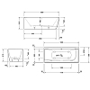 Duravit Vitrium Ванна встраиваемая 180x80см, Sx, с ножками, с2 наклонами для спины, прямоугольная, цвет: светло-серый матовый