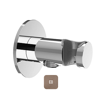 Almar Round Душевое подключение с держателем, круглый отражатель, цвет: Copper Brushed PVD