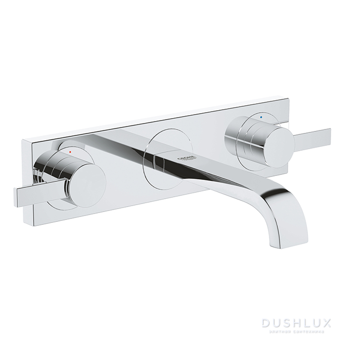 Фото Grohe Allure Смеситель для раковины на 3 отверстия, вынос 172 мм, комплект верхней монтажной, цвет: хром