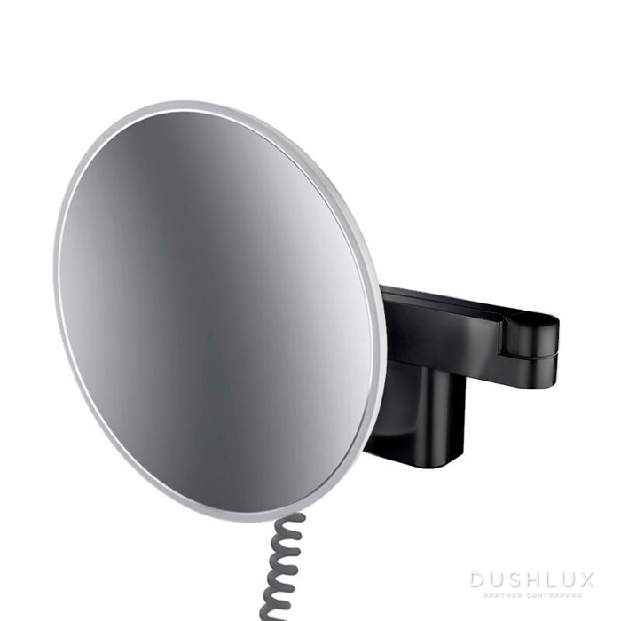 Фото EMCO Evo Зеркало косметическое, подвесное, LED, Ø209мм, двойной, snoer, ELS, 3x кратное увеличение, цвет: черный