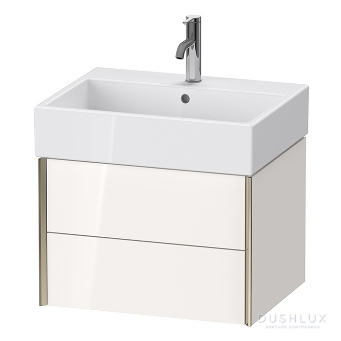 Фото Duravit XViu Тумба подвесная 58.4x45.4x39.7см с раковиной, с 2 выдв ящик, цвет: белый глянцевый/champagne matt