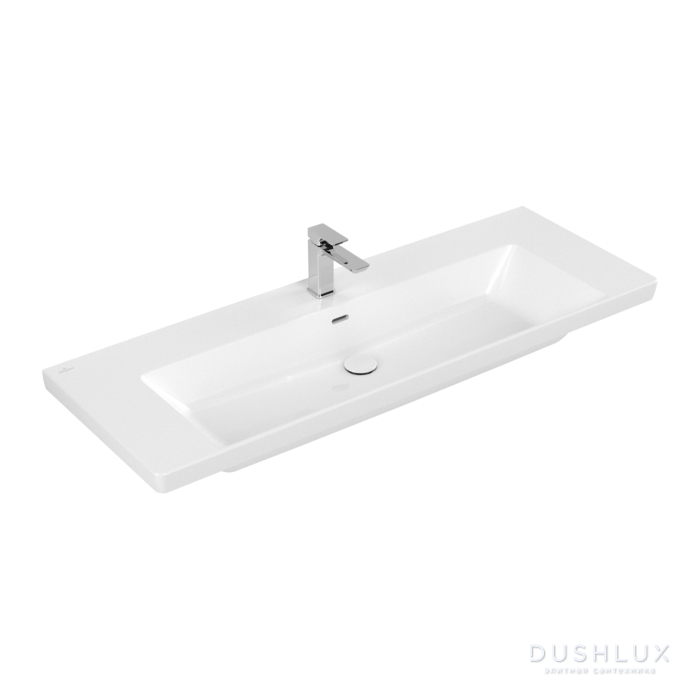 Фото Villeroy&Boch Subway 3.0 Раковина 130х47х17см., 1 отв., подвесная, с переливом, цвет: альпийский белый