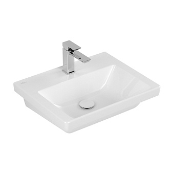 Villeroy&Boch Subway 3.0 Раковина 55х44х16.5см., 1 отв., подвесная, без перелива, цвет: альпийский белый