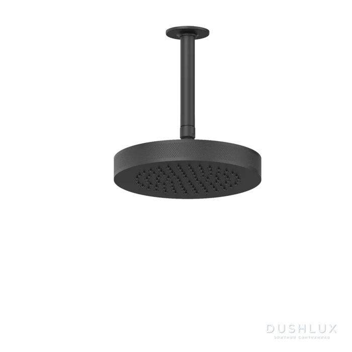 Фото Gessi Inciso Shower Потолочная душевая головка шарнирная с защитойот известкового налёта на 1/2", Ø200 мм, цвет: black XL