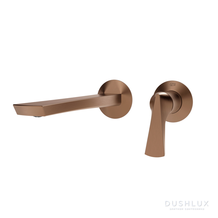 Фото Gessi Ventaglio Смеситель для раковины, настенный, цвет: Copper Brushed PVD