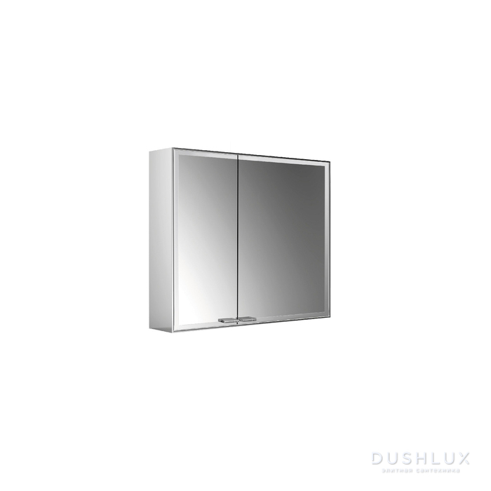 Фото EMCO Prestige2 Зеркальный шкаф 78.7x63.9см., настенный, LED-подсветка, 2 двери, 2 полки, розетка, правый, без EMCO light system