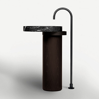 Falper Eccentrico Раковина 63x56x90 см, напольная, мраморная Nero Marquinia, полотенцедержатель оникс, цвет: коричневый орех