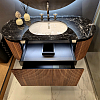 Oasis Naos Тумба подвесная 126х56см, топ мрамор nero marquinia, зеркало LED, цвет: орех трубчатый/хром