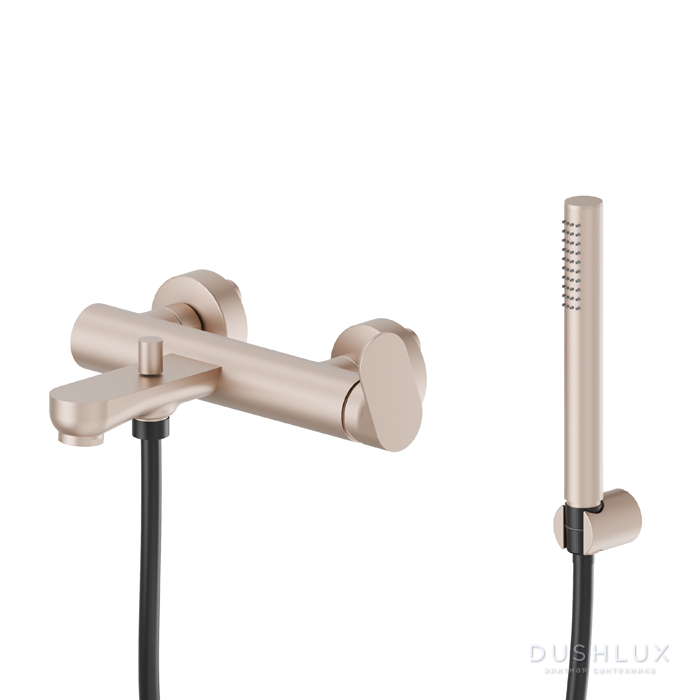 Фото Newform Linfa II Смеситель для ванны, с изливом и ручным душем, цвет: copper satin