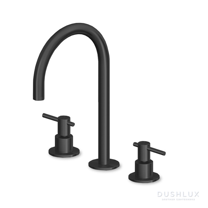 Фото Zucchetti Helm Смеситель для раковины, на 3 отв., ручка: рычаг, цвет: brushed total black PVD