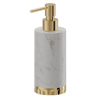 Newform Ionika allure accessori Настольный дозатор для мыла, белый мрамор, цвет: PVD glossy gold