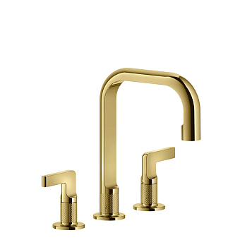 Gessi Inciso Смеситель для раковины на 3 отв., с донным клапаном, цвет: золото