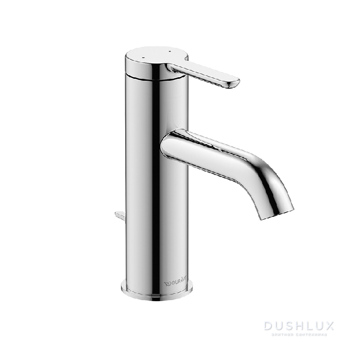 Фото Duravit C.1 Смеситель для раковины, 1 отв., излив 113 мм, с донным клапаном, цвет: хром