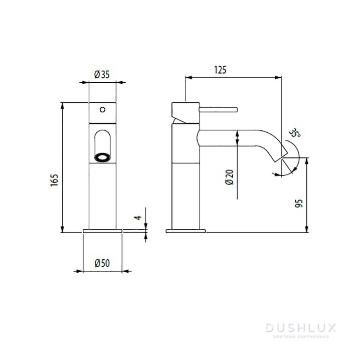 Bossini Inox Однорычажный Смеситель для раковины на 1 отв., из ...