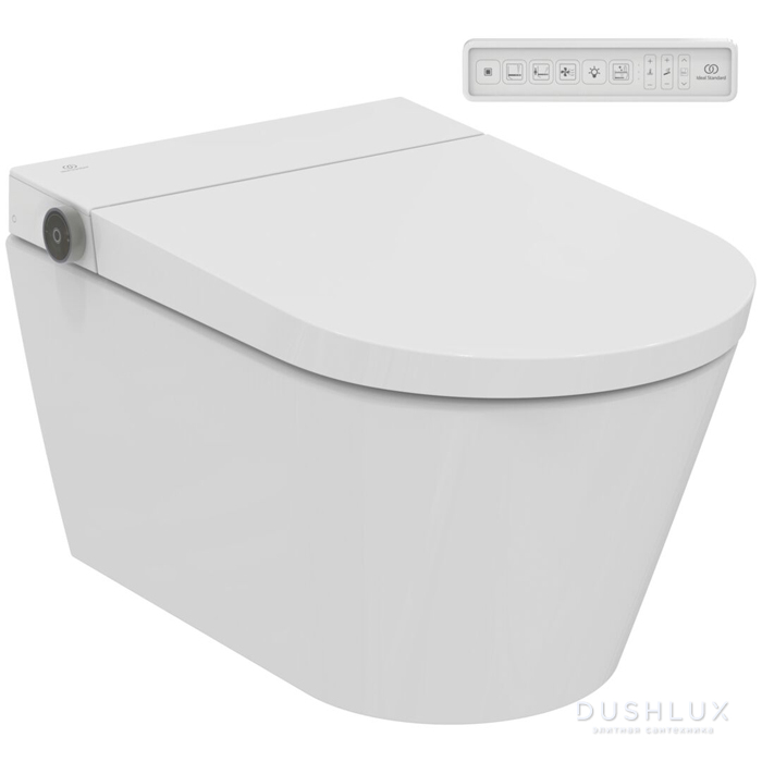 Фото Ideal Standard I.Life E Безободковый унитаз-биде подвесной, электронный, пульт, фен ,форсунка омывания, подсветка, датчик присутствия, цвет: белый глянец