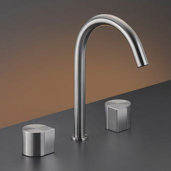 CEA Design DUET Смеситель для раковины, 3 отв., с поворотным изливом, цвет: нержавеющая сталь
