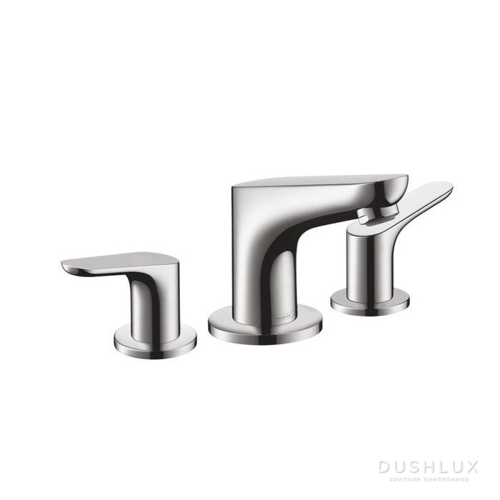 Фото Hansgrohe Focus Смеситель для раковины 100, на 3 отв., с донным клапаном, излив 120мм, h93мм, цвет хром