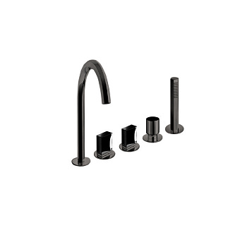 Fantini Venezia Смеситель для ванны, набортный, 5 отв., излив 175 мм, цвет: Matt Gun Metal PVD