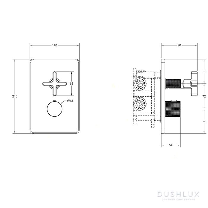 Gessi Inciso+ Термостат. смесителя, с подкл., 1/2\", фильтрами и ...