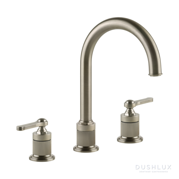 Фото Gessi Venti20 Смеситель для раковины, на 3 отв., излив 17.2см., цвет: Finox Brushed Nickel