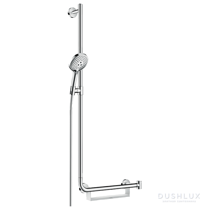 Фото Hansgrohe Raindance Select S Душевой гарнитур с полочкой, левый, (ручной душ 120 3jet, душевая штанга 1100мм, шланг 160см, ползунок), цвет: хром