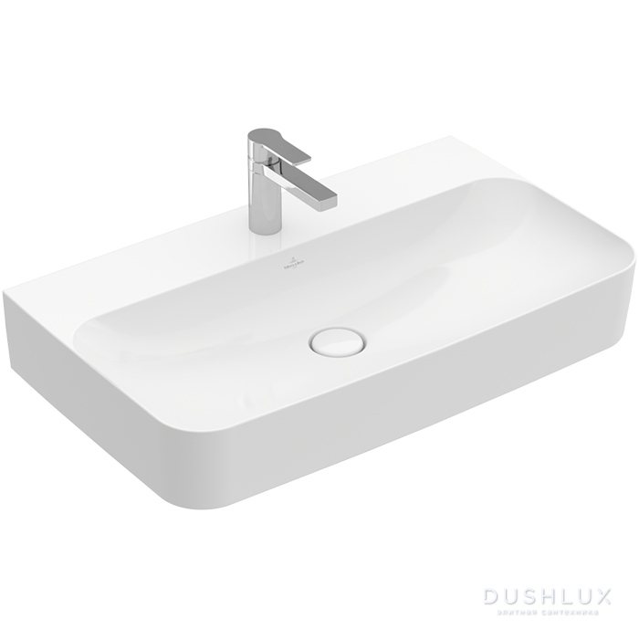 Фото Villeroy&Boch Finion Раковина 80х47 см, 1 отв., с переливом, с антигрязевым покрытием CeramicPlus, цвет: белый