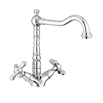 Emmevi Deco Old Смеситель для раковины (излив 19 см), с донным клапаном, цвет: хром