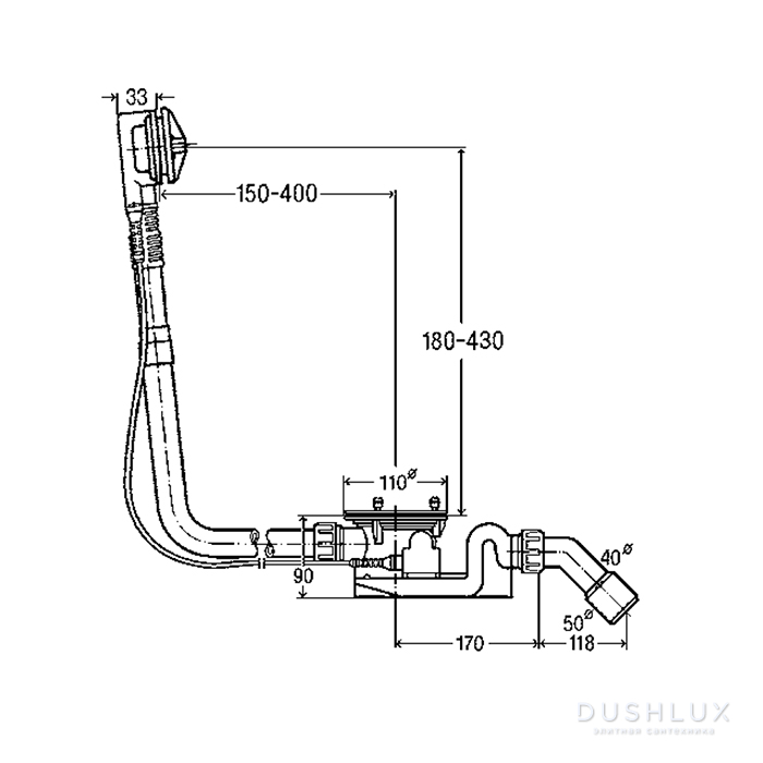 Bette Слив-перелив Bette Rotaplex R5,удлиненный, диаметр 90мм, цвет ...