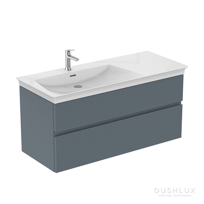 Фото Ideal Standard Finesse Тумба с раковиной 120x50см, подвесная, SX, 2 ящика, 1 отв., цвет: пепельно-голубой матовый