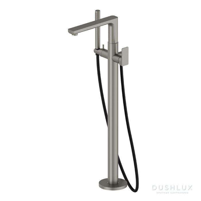 Фото Newform B-Easy Смеситель для ванны, напольный, с ручным душем, цвет: titanium satin