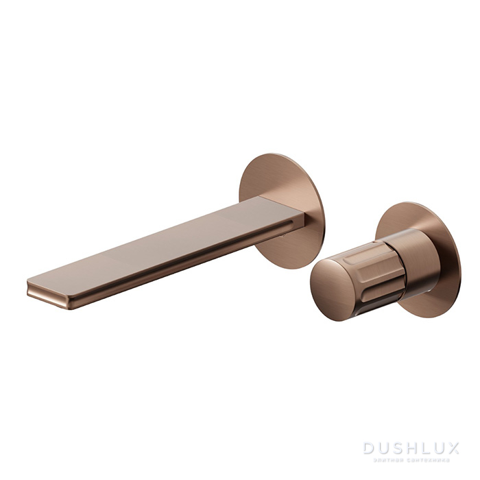 Фото Newform Ionika bagno Смеситель для раковины, встраиваемый, излив 190мм, цвет: PVD brushed copper bronze