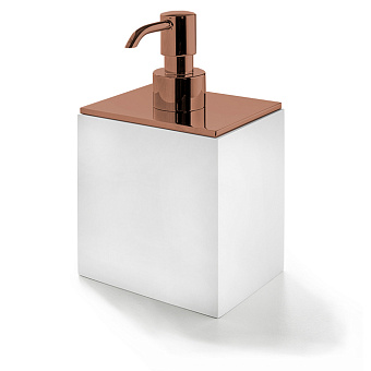 3SC BeMood Дозатор для жидкого мыла, настольный, цвет: белый/Warm Brushed Bronze PVD