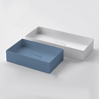 Falper Quattro.Zero Раковина 50x31x10 см, без отв., накладная, цвет: голубой