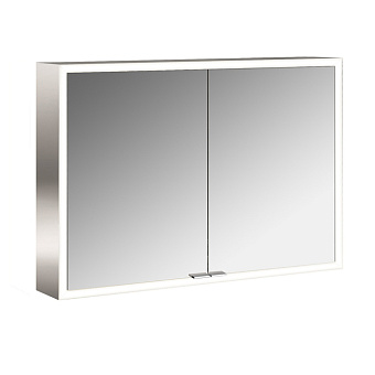 EMCO Prime Зеркальный шкаф 100x70см., с подсветкой, навесной, 2 двери, 2 полки, розетка, цвет: белый