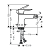Hansgrohe Talis E Смеситель для биде на 1 отверстие, с донным клапаном Push-Open, излив 116мм, h78мм, цвет: хром