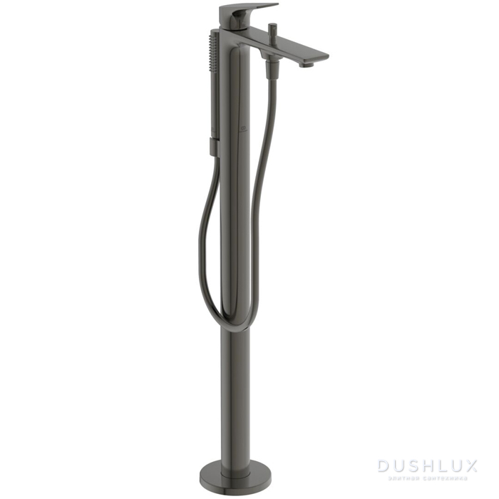 Фото Ideal Standard La Dolce Vita Смеситель для ванны, напольный, ручной душ Stick, шланг для душа Idealflex 125см., для монтажа с A6133NU, цвет: PVD Magnetic Grey
