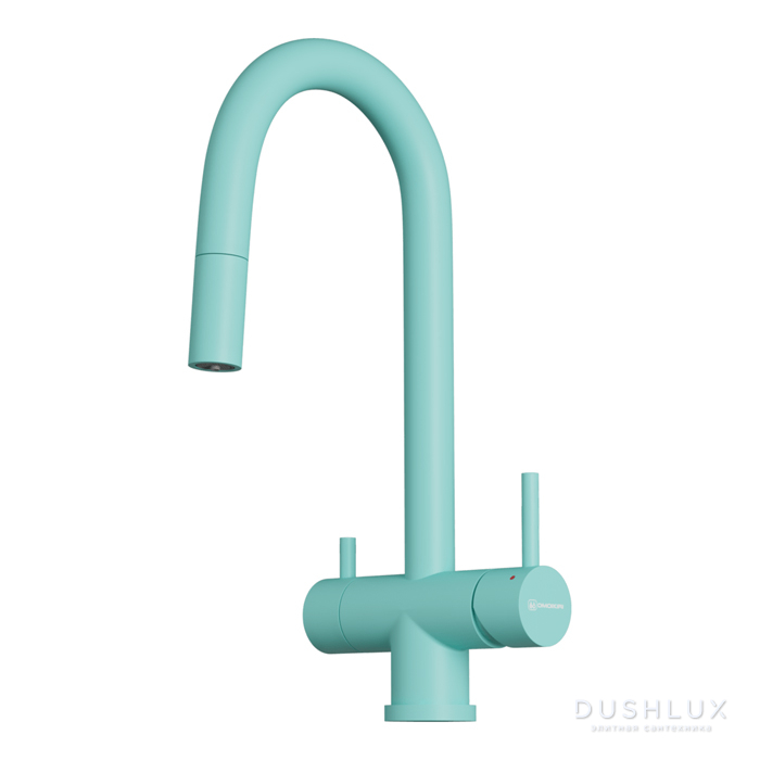 Фото Omoikiri Akita-S Смеситель для кухни, на 1 отв., излив: 40 см., цвет: azur blue