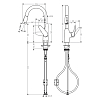 Hansgrohe Focus M42 Кухонный смеситель на 1 отв, однорычажный, поворотный излив 224мм с вытяжным душем, 2jet, h134мм, цвет: хром